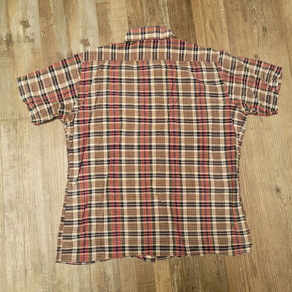 BARACUTA Shirt Men’s Large Multicolored Check Short Sleeve Button Up Logo - Picture 4 of 6